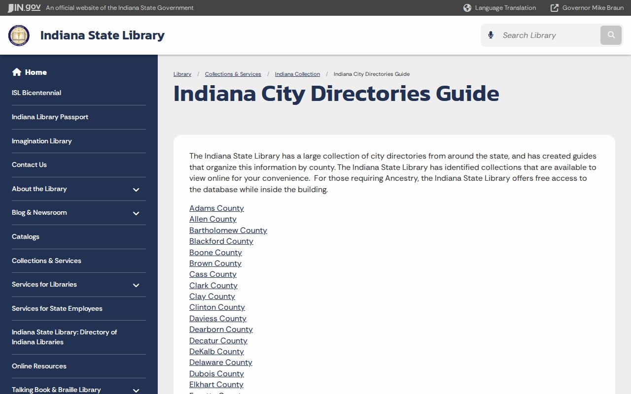 Indiana State Library city directory guide used for Carmel holdings
