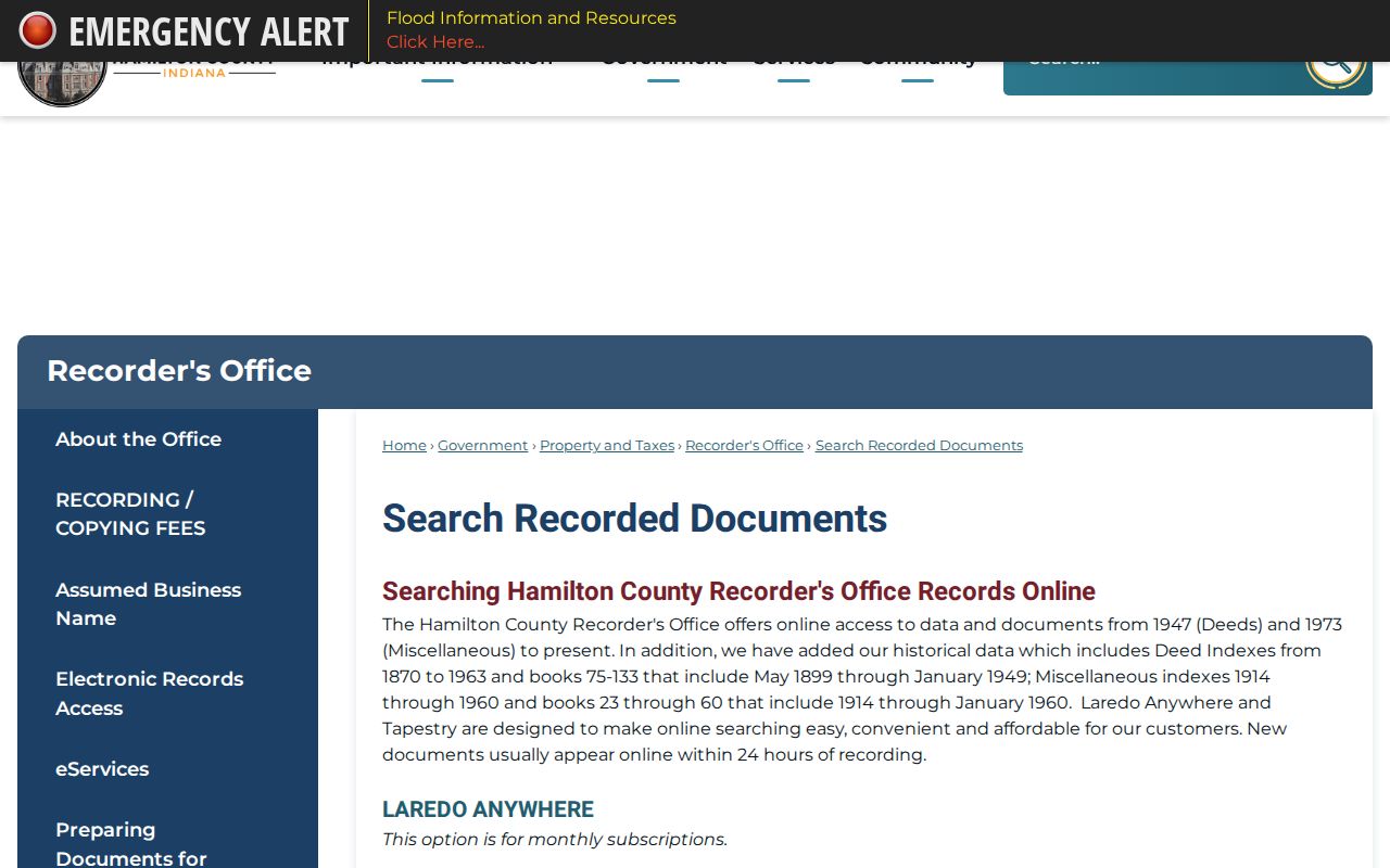 Carmel residents directory Hamilton deed search
