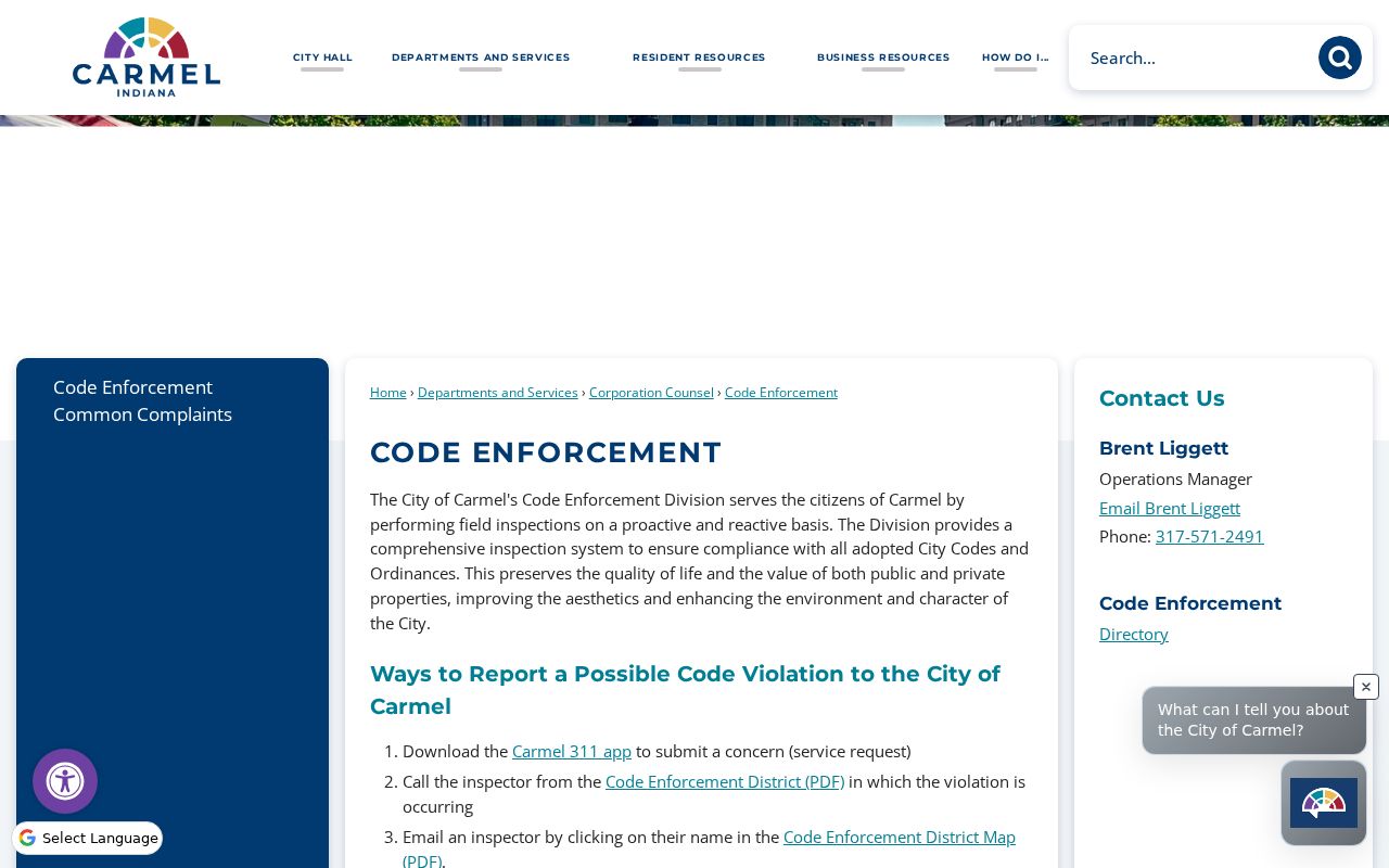 Carmel street directory code enforcement route